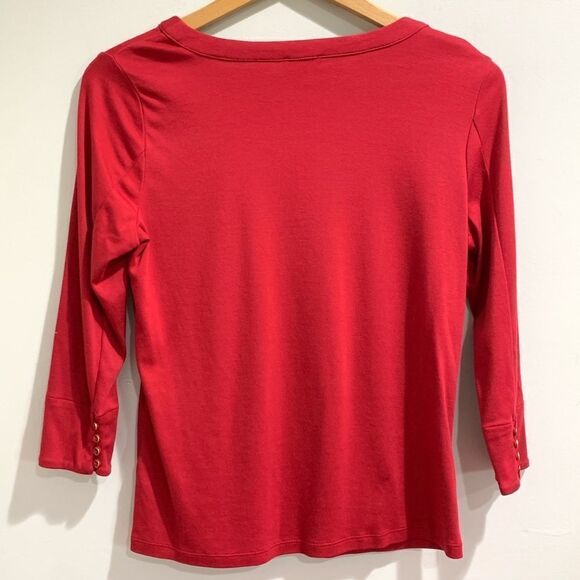 Talbots Petites Red Button-Sleeve Long Sleeve Top – Size SP - Picture 3 of 6